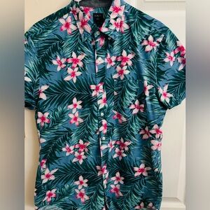 J. Crew 100% Cotton Floral Print Men’s M Short Sleeve Button Down Shirt